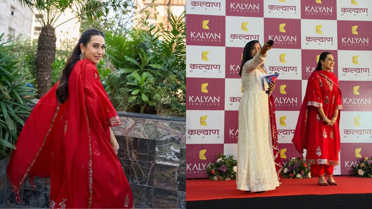 Karisma Kapoor’s Red Choga Look Shows Why Subtle Festive Fashion Always Wins